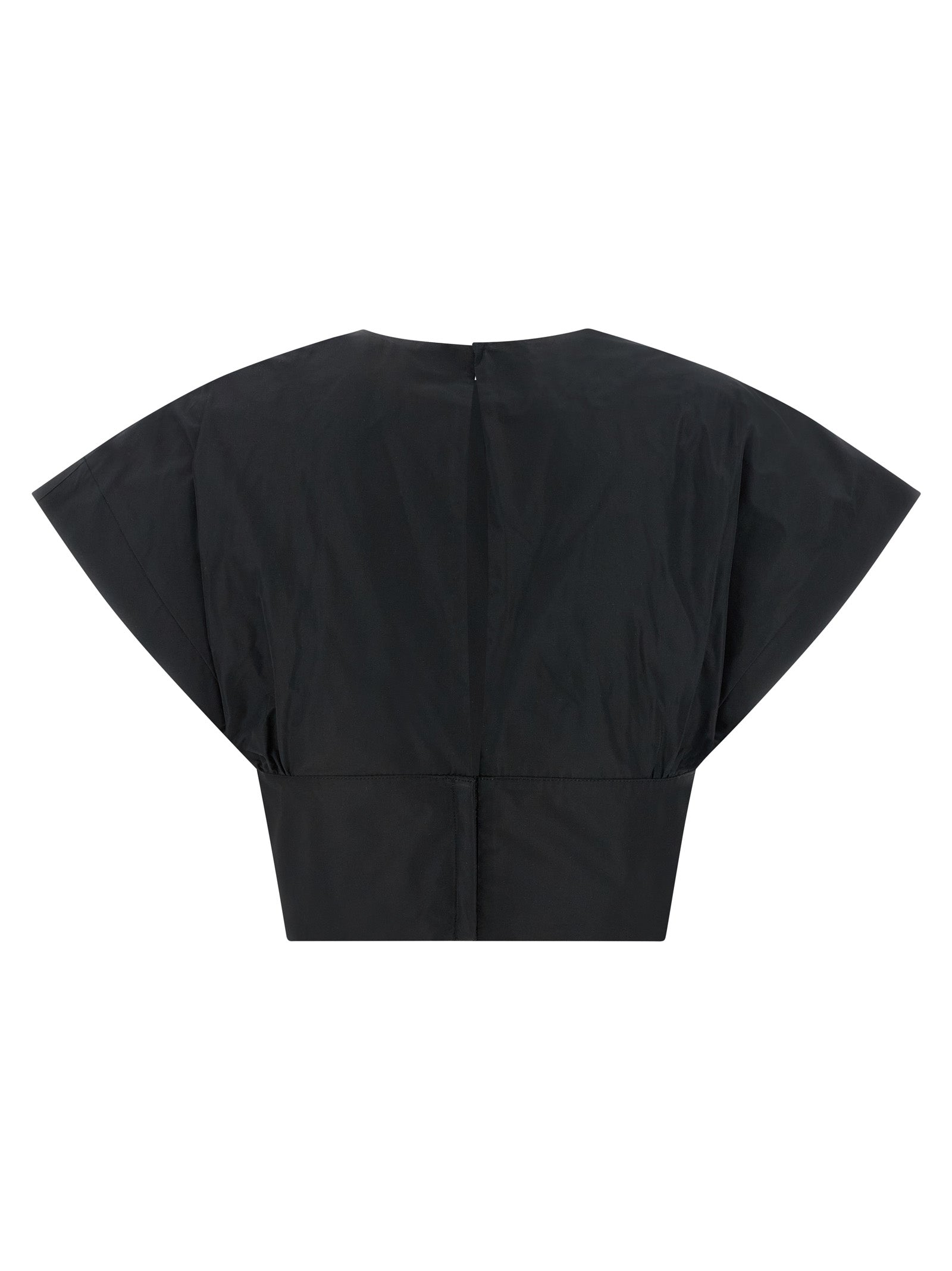 Blouse by PINKO for women in polyester black showcases a sharp silhouette, elegantly detailed with a sharp crew neckline and sharp .