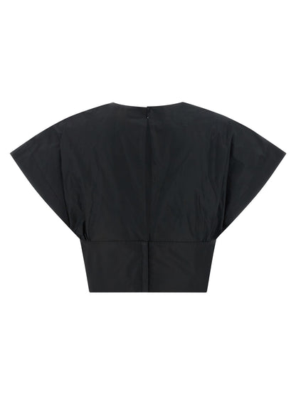 Blouse by PINKO for women in polyester black showcases a sharp silhouette, elegantly detailed with a sharp crew neckline and sharp .