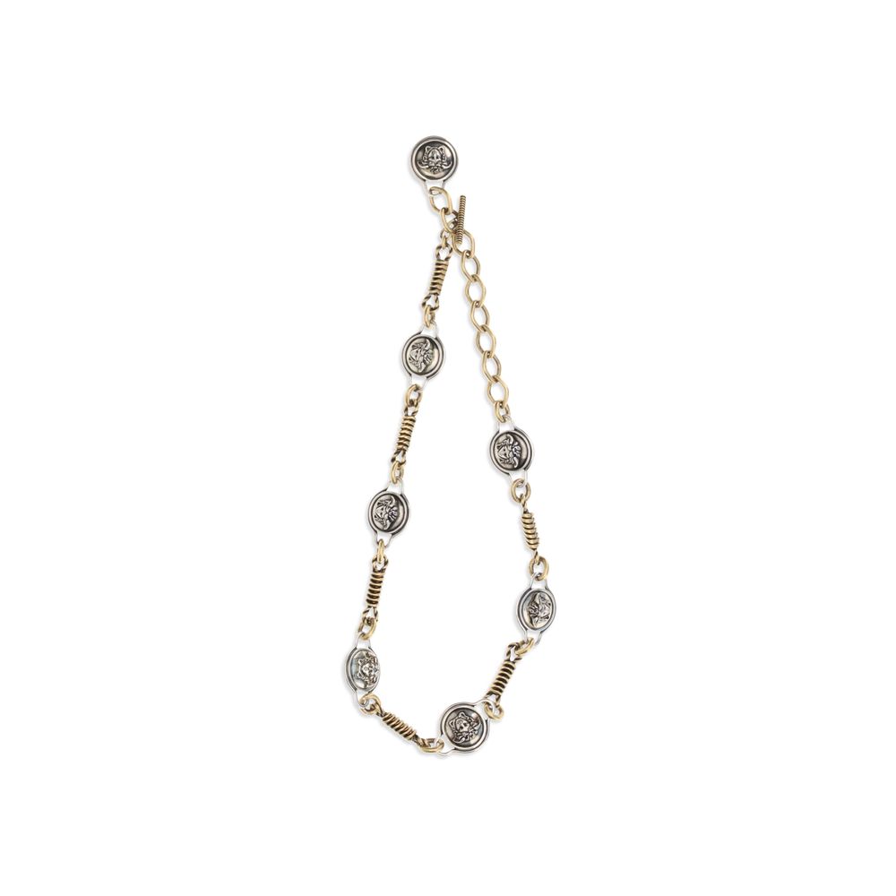 Necklace by Versace for women in polyester silver showcases a luminous chain necklace design that defines the elegant Medusa T Bar Women's Silver Brass Necklace.