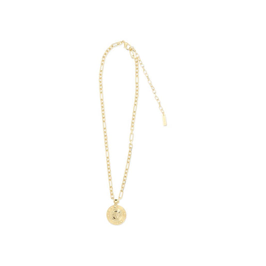 Necklace by Versace for women in polyester and gold showcases a radiant silhouette, artfully capturing the elegance of Medusa Women's Gold Brass & Nickel Necklace through its intricate chain necklace design.