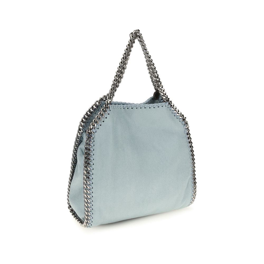 Mini Flap Handbag by Stella McCartney for women in polyester blue & silver features an refined silhouette, showcasing a secure flap & magnetic, ample , and versatile shoulder-strap & handle for a sophisticated refined aesthetic.