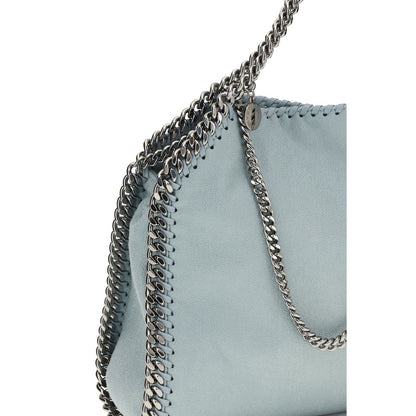 Mini Flap Handbag by Stella McCartney for women in polyester blue & silver features a signature silhouette, showcasing a secure flap & magnetic and signature with versatile shoulder-strap & handle for a sophisticated look.