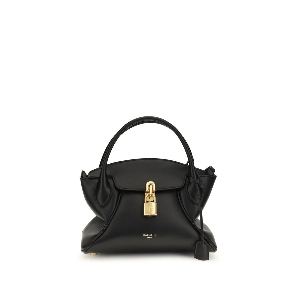 Small Crossbody Handbag by Balmain for women in bos taurus calf leather black, gold & signature features an refined silhouette, showcasing a secure , ample , and versatile crossbody-strap, shoulder-strap, adjustable-strap & handle for a sophisticated refined aesthetic.