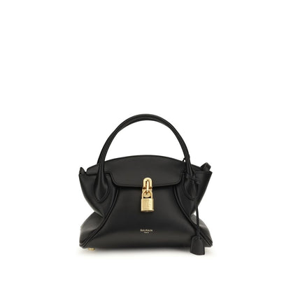 Small Crossbody Handbag by Balmain for women in bos taurus calf leather black, gold & signature features an refined silhouette, showcasing a secure , ample , and versatile crossbody-strap, shoulder-strap, adjustable-strap & handle for a sophisticated refined aesthetic.