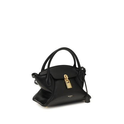 Small Crossbody Handbag by Balmain for women in bos taurus calf leather black, gold & signature features a refined silhouette, showcasing a secure , organized , and versatile crossbody-strap, shoulder-strap, adjustable-strap & handle for a refined finish.