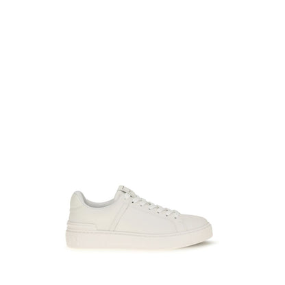 Athletic Sneakers by Balmain for women in bos taurus calf leather white showcases a architectural silhouette, artfully capturing the essence of the Women's Athletic Bos Taurus Calf Leather Sneakers with its signature architectural athletic style construction.