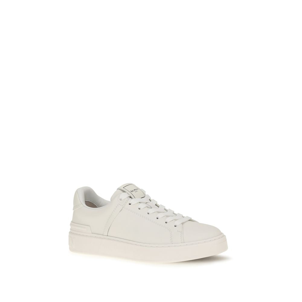 Athletic Sneakers by Balmain for women in bos taurus calf leather white features an effortless chic silhouette, showcasing the signature athletic style of the Women's Athletic Bos Taurus Calf Leather Sneakers collection with a truly effortless chic finish.