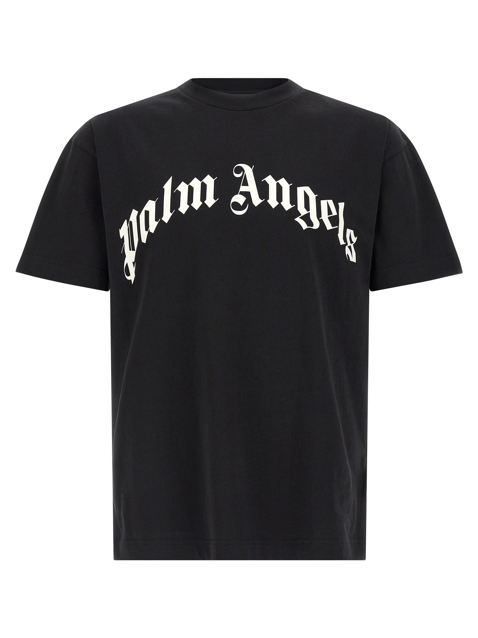 T-Shirt by Palm Angels for men in cotton bicolour, black, white & print features an edgy silhouette, meticulously detailed with a sophisticated and crew neckline for a truly edgy finish.