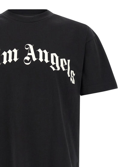 T-Shirt by Palm Angels for men in cotton bicolour, black, white & print features a plush silhouette, showcasing a sophisticated crew neckline and for a truly plush finish.