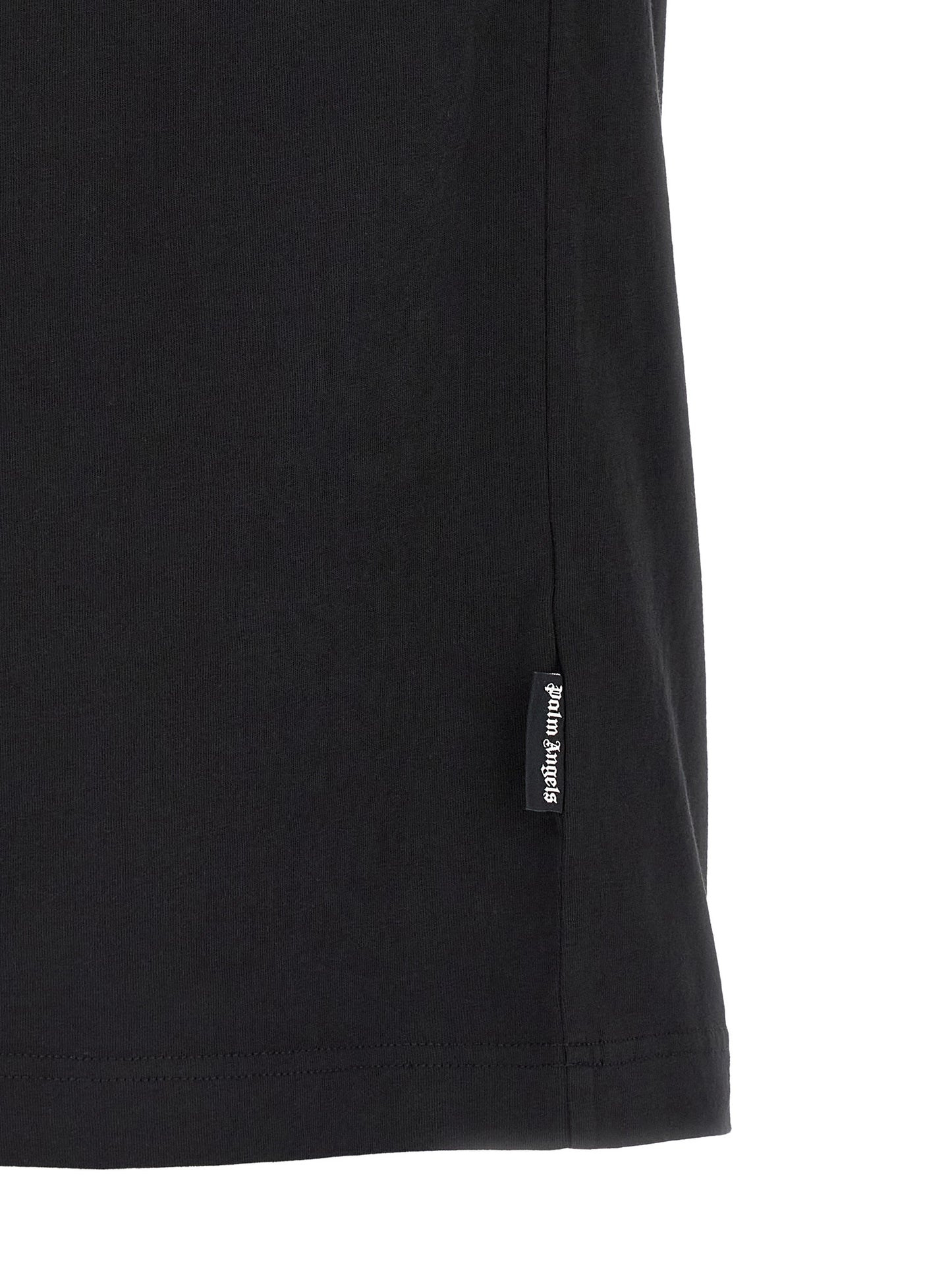 T-Shirt by Palm Angels for men in cotton bicolour, black, white & print showcases a fashionable silhouette, elegantly detailed with a fashionable and for a sophisticated, high-fashion look.