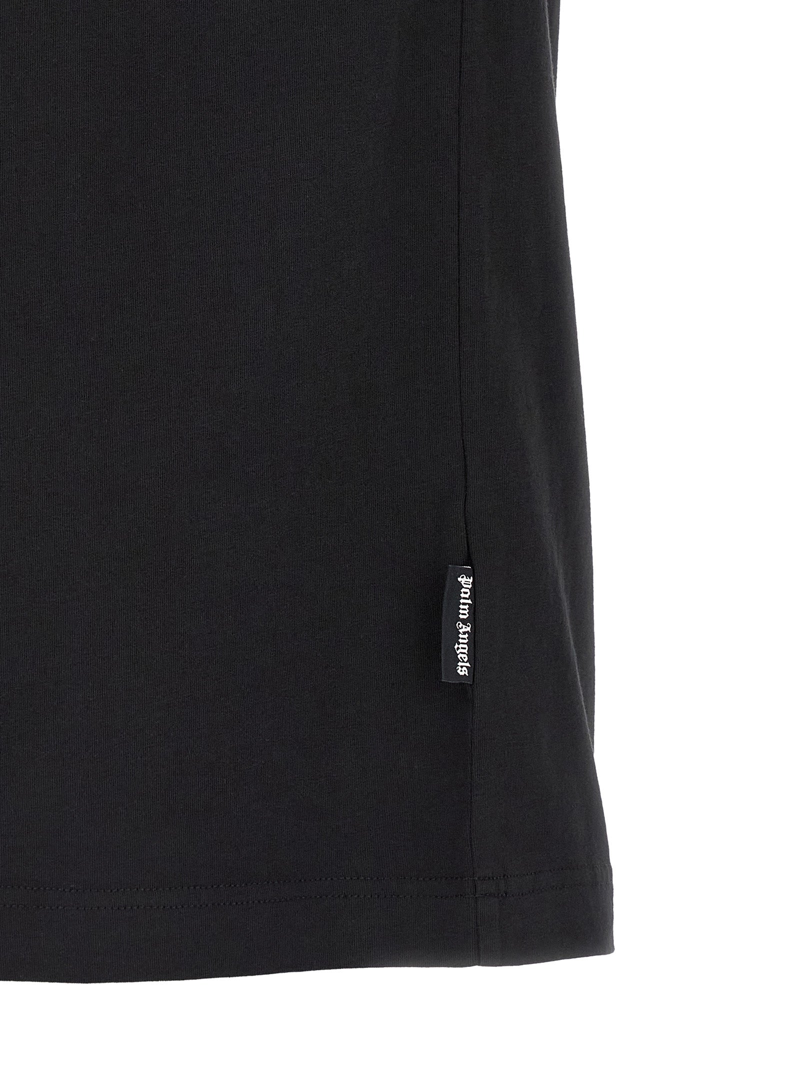 T-Shirt by Palm Angels for men in cotton bicolour, black, white & print showcases a fashionable silhouette, elegantly detailed with a fashionable and for a sophisticated, high-fashion look.