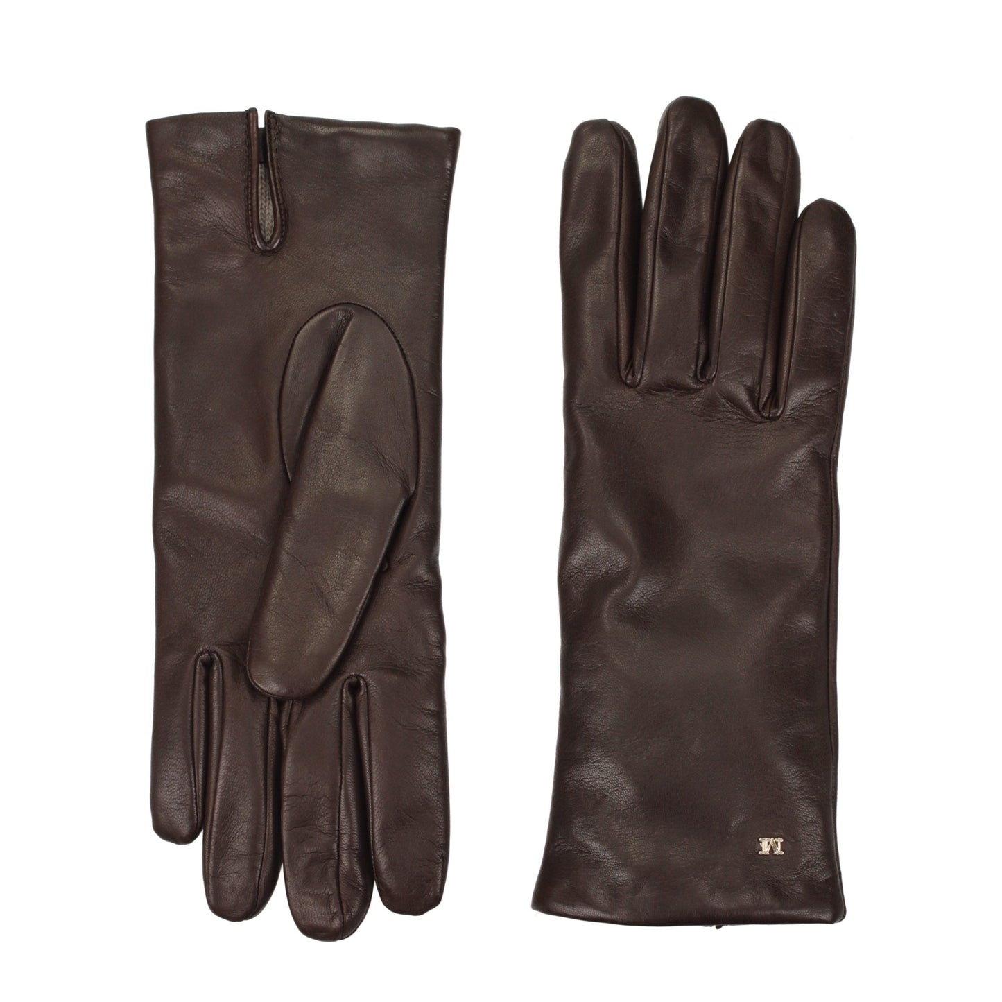 Gloves by Max Mara for women in leather brown presents a distinguished silhouette, artfully detailed with distinguished and a refined gloves for a premium, sophisticated look.