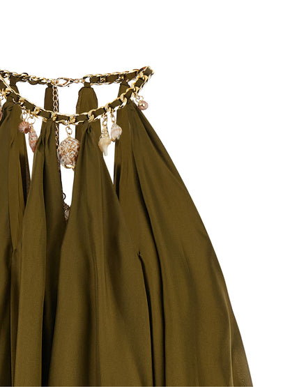 Blouse by Zimmermann for women in silk bicolour & green features an architectural silhouette with a refined and elegant for a architectural look.