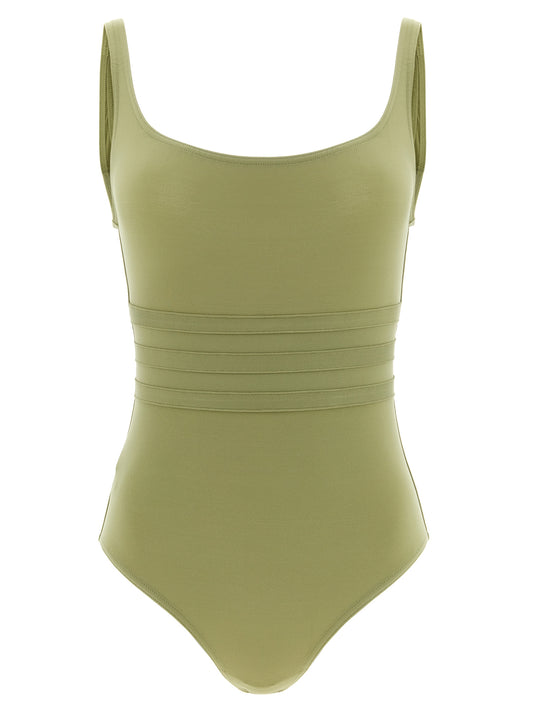 One-Piece Swimsuit by Eres for women in stretch polyamide bicolour, green & signature features a ethereal silhouette, artfully capturing the essence of Women's Stretch Polyamide One-Piece Swimsuit with its ethereal design and refined cut.