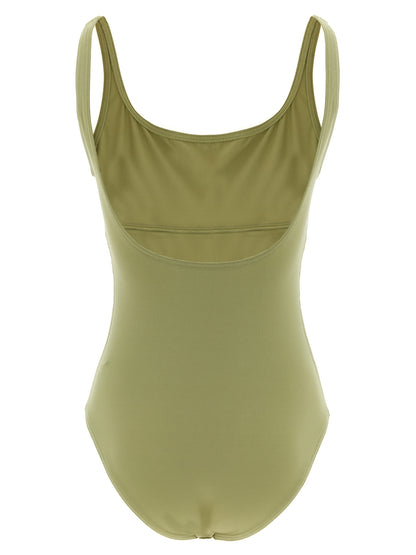 One-Piece Swimsuit by Eres for women in stretch polyamide bicolour, green & signature features an jaw dropping silhouette, showcasing the jaw dropping Women's Stretch Polyamide One-Piece Swimsuit design with a sophisticated cut for a jaw dropping finish.