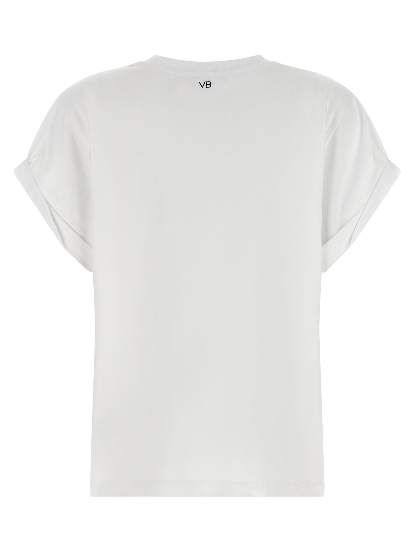 T-Shirt by Victoria Beckham for women in cotton black, white, signature & monogram features a plush silhouette, showcasing a sophisticated crew neckline and for a truly plush finish.