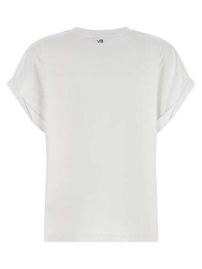 T-Shirt by Victoria Beckham for women in cotton black, white, signature & monogram features a plush silhouette, showcasing a sophisticated crew neckline and for a truly plush finish.