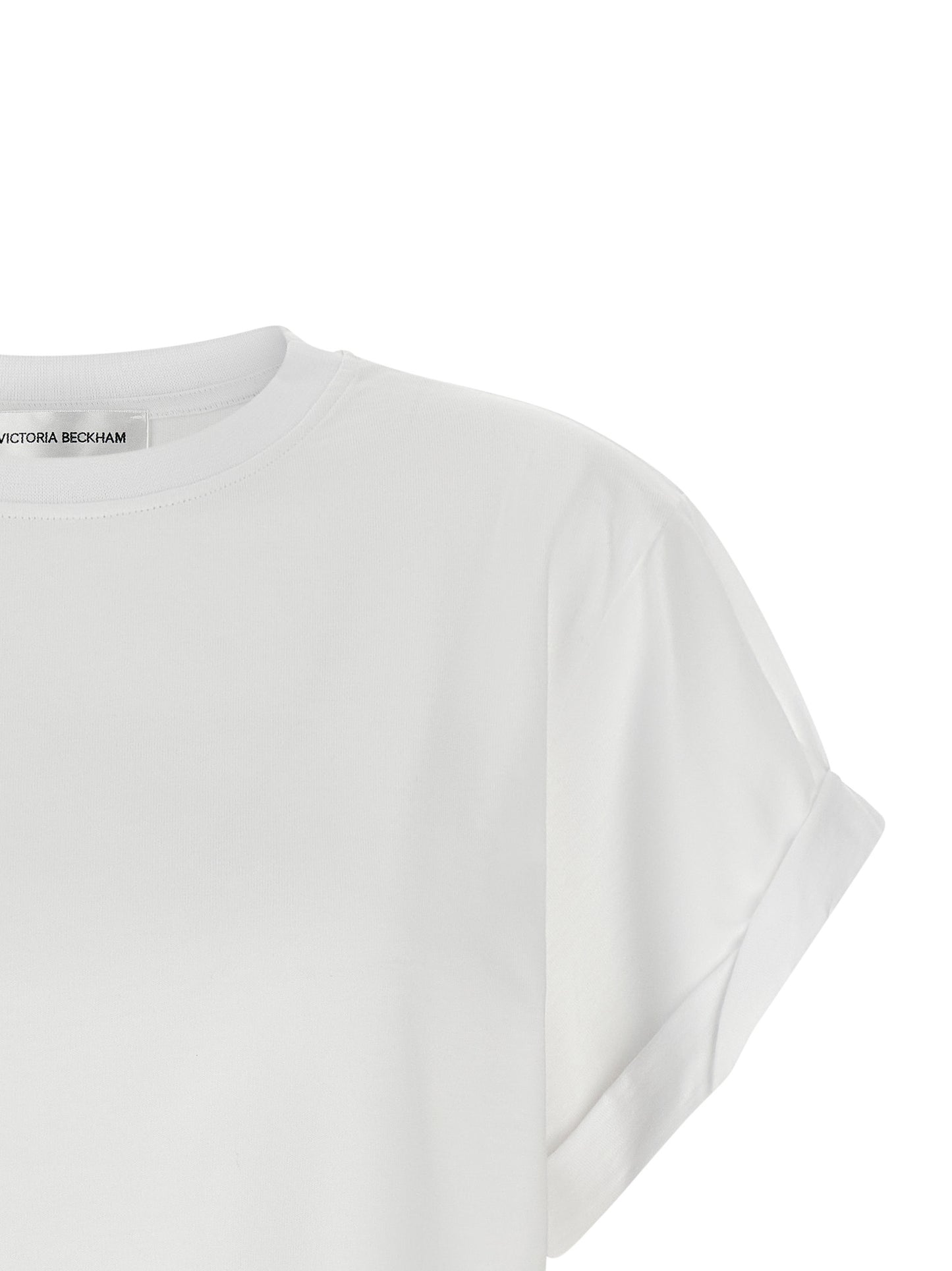 T-Shirt by Victoria Beckham for women in cotton black, white, signature & monogram showcases a chic silhouette, artfully detailed with a chic crew neckline and for a chic finish.