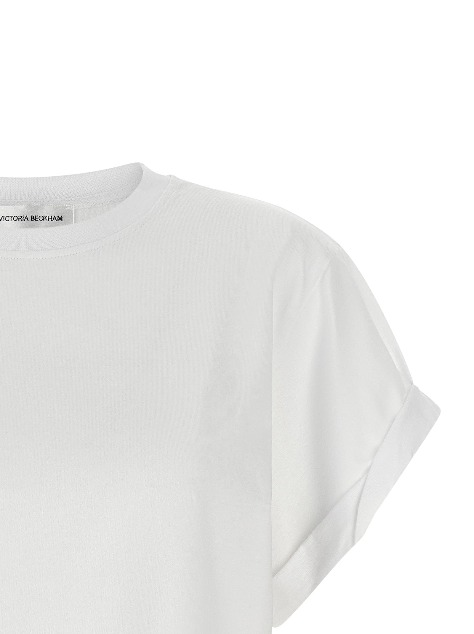 T-Shirt by Victoria Beckham for women in cotton black, white, signature & monogram showcases a chic silhouette, artfully detailed with a chic crew neckline and for a chic finish.