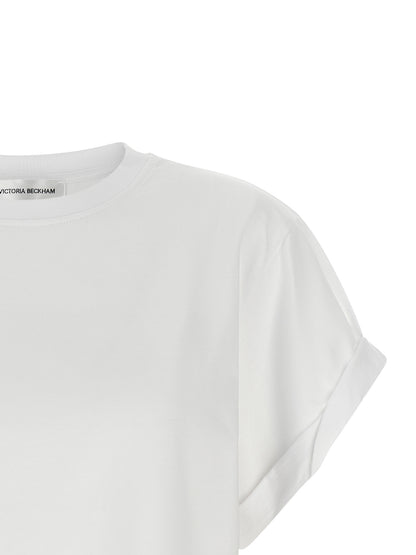 T-Shirt by Victoria Beckham for women in cotton black, white, signature & monogram showcases a chic silhouette, artfully detailed with a chic crew neckline and for a chic finish.