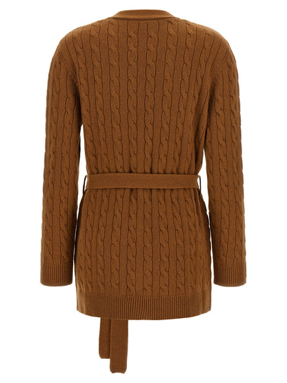 Cardigan by Valentino Garavani for women in cashmere & horn brown, horn & signature features a nuanced silhouette with a refined v-neck neckline and nuanced detailing for a sophisticated look.