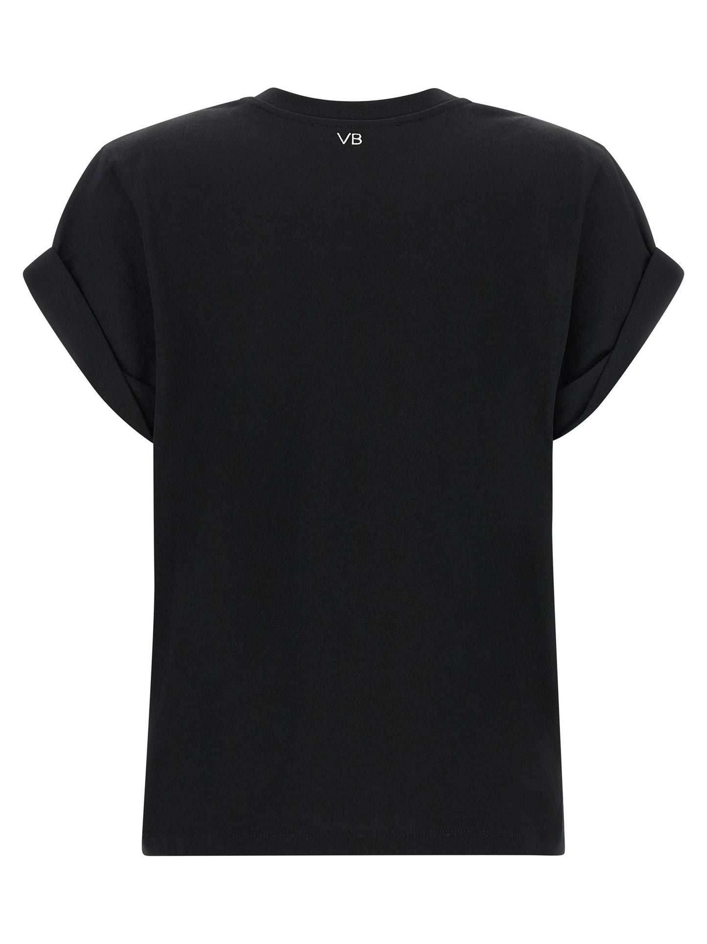 T-Shirt by Victoria Beckham for women in cotton black, white & monogram showcases a chic silhouette, artfully detailed with a chic crew neckline and for a chic finish.