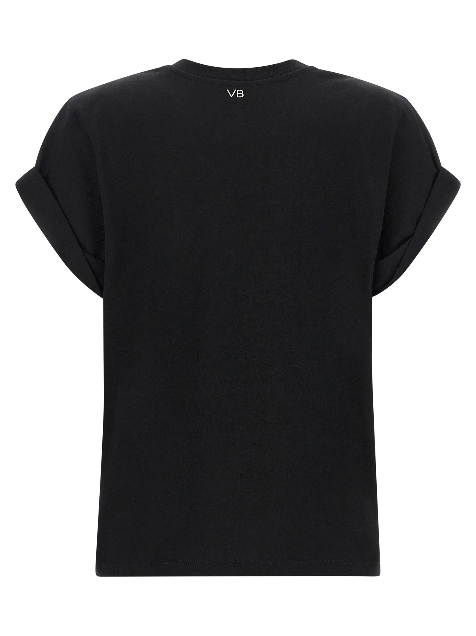 T-Shirt by Victoria Beckham for women in cotton black, white & monogram showcases a chic silhouette, artfully detailed with a chic crew neckline and for a chic finish.