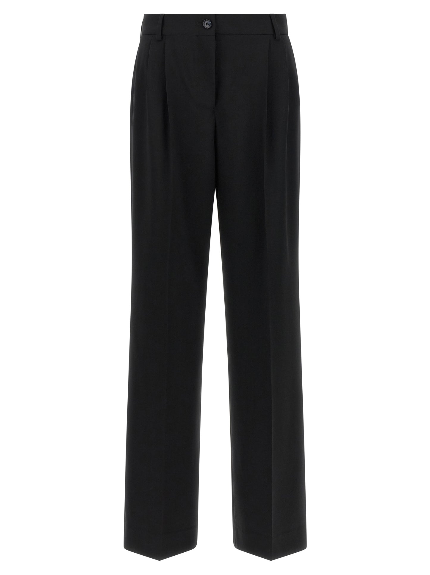 Trousers by Dolce & Gabbana for women in virgin wool black features a artisanal silhouette, showcasing a sophisticated flared with a long and mid rise for a artisanal finish.