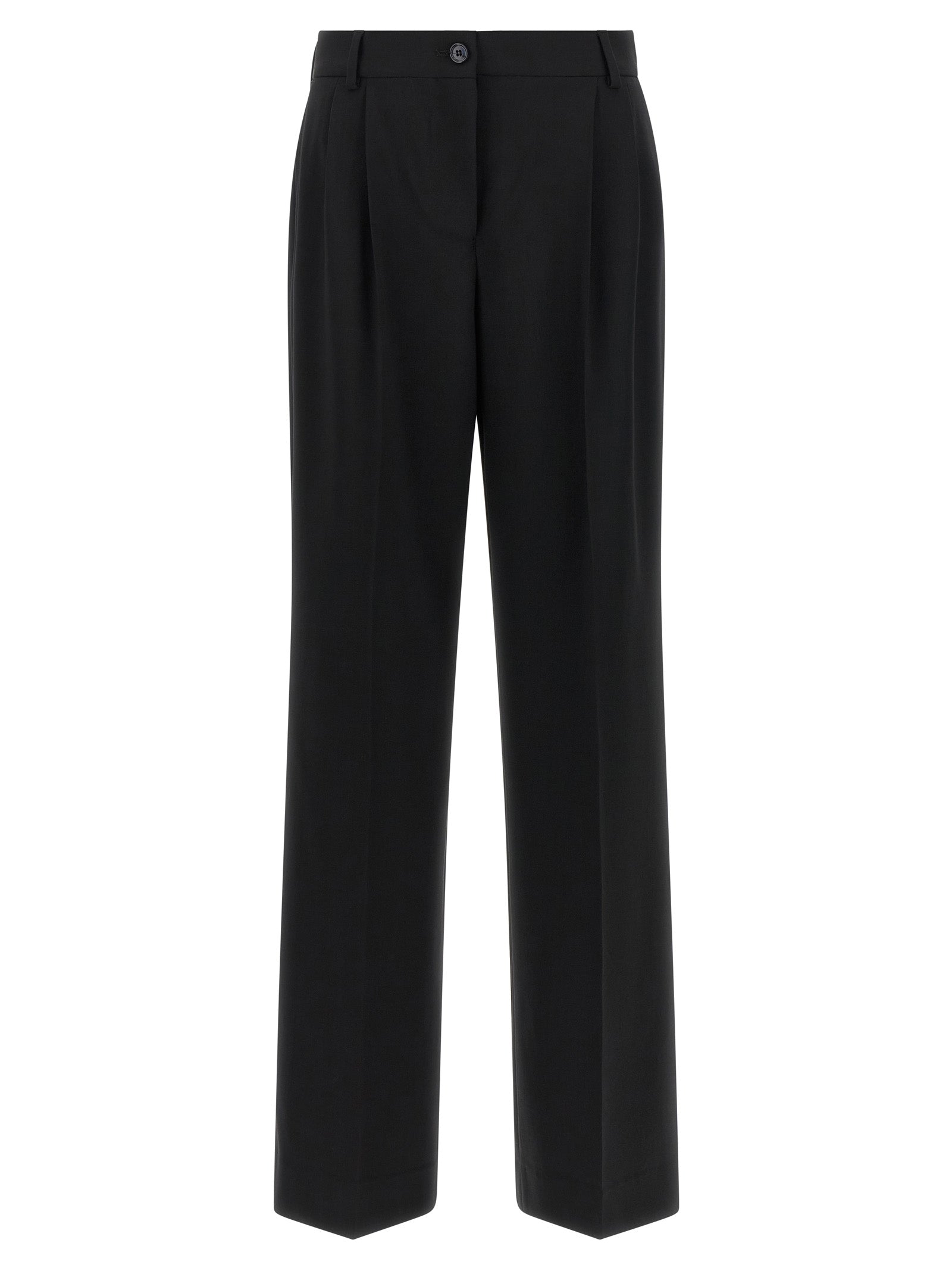 Trousers by Dolce & Gabbana for women in virgin wool black features a artisanal silhouette, showcasing a sophisticated flared with a long and mid rise for a artisanal finish.