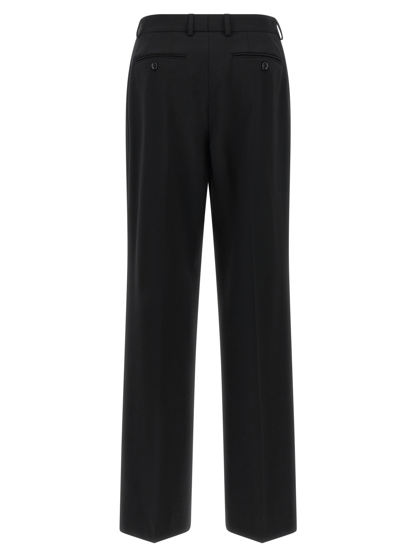 Trousers by Dolce & Gabbana for women in virgin wool black presents a smart silhouette, meticulously detailed with a smart flared, a smart long, and a smart mid rise.