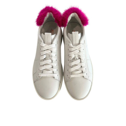 Santoni White Leather Women Sneakers