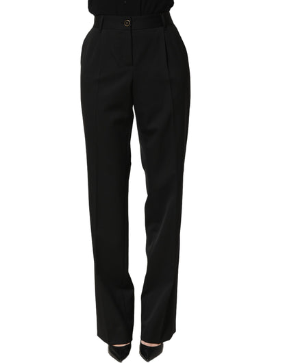 Dolce & Gabbana Black High Waist Straight Dress Trouser Pants