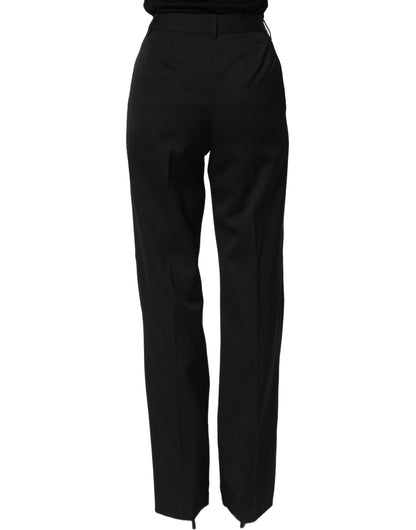 Dolce & Gabbana Black High Waist Straight Dress Trouser Pants