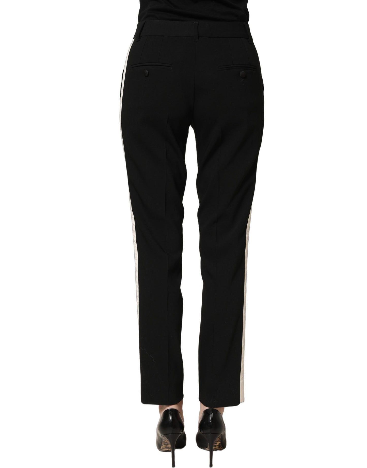 Dolce & Gabbana Black HighWaist Straight Dress Trouser Pants