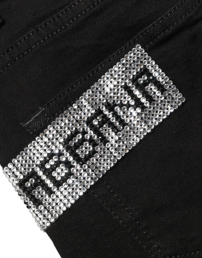 Dolce & Gabbana Black Grace Rhinestone HighWaist Denim Jeans