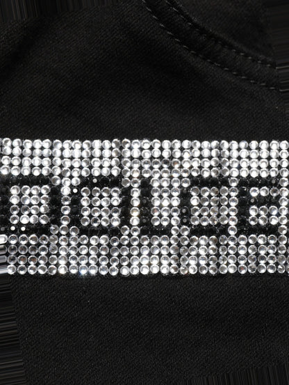 Dolce & Gabbana Black Grace Rhinestone HighWaist Denim Jeans