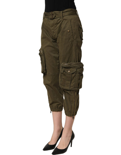 Dolce & Gabbana Olive Green High Waist Cargo Trouser Pants