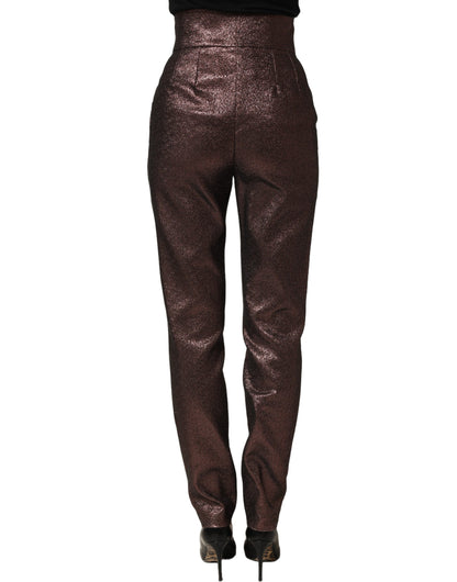Dolce & Gabbana Metallic Brown High Waist Tapered Leg Pants