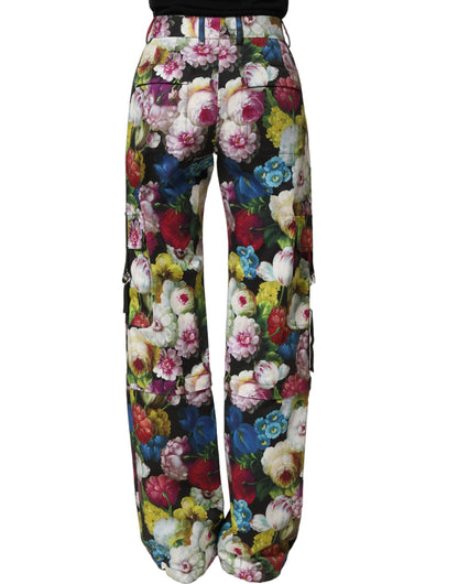 Dolce & Gabbana Multicolor Floral High Waist Wide Leg Pants