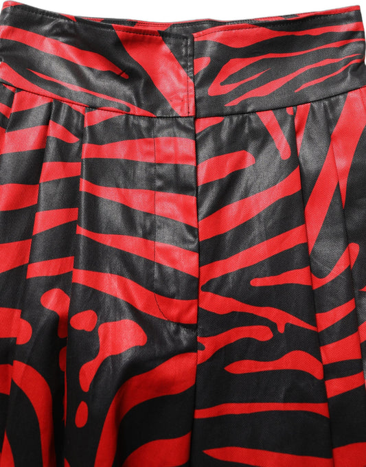 Dolce & Gabbana Red Black Zebra Print Cotton HighWaist Pants