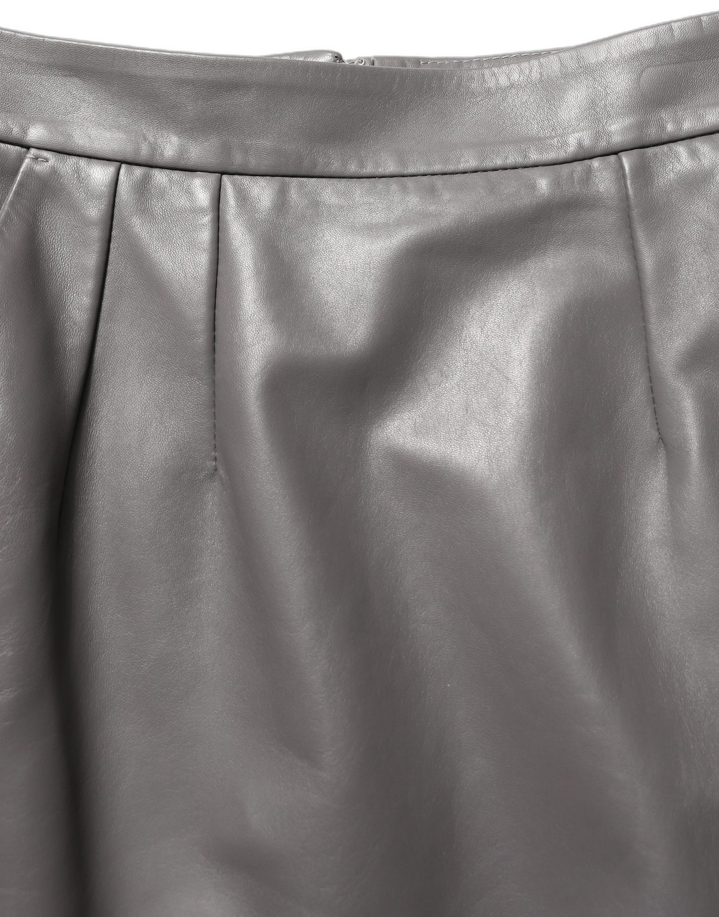 Dolce & Gabbana Gray Leather High Waist Pencil Cut Midi Skirt