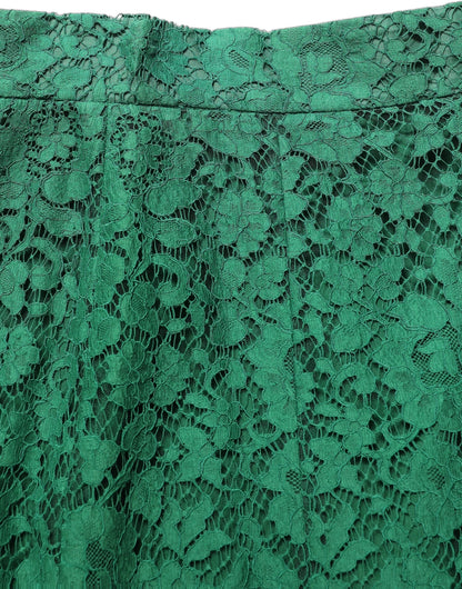 Dolce & Gabbana Green Lace High Waist Mermaid Midi Skirt