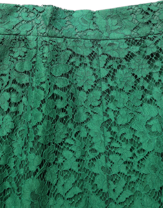 Dolce & Gabbana Green Lace High Waist Mermaid Midi Skirt