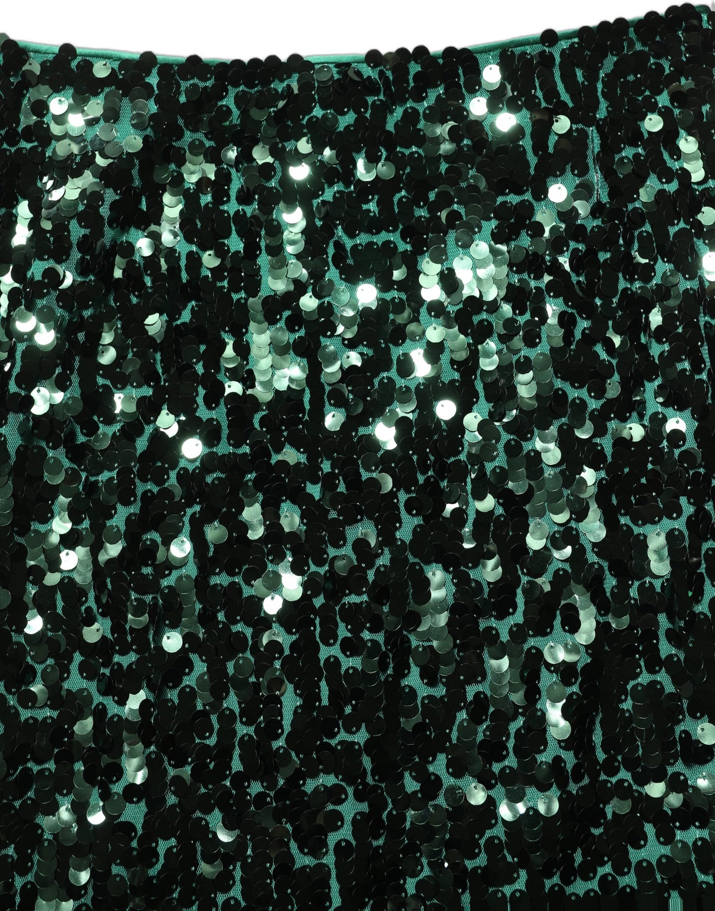 Dolce & Gabbana Green Sequin High Waist Pencil Cut Midi Skirt