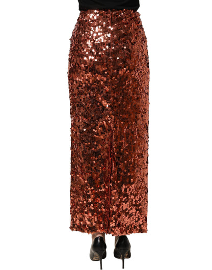Dolce & Gabbana Bronze Sequin HighWaist PencilCut Midi Skirt
