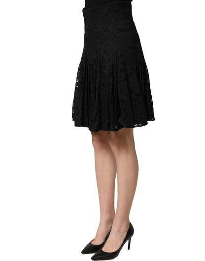 Dolce & Gabbana Women's Wrap A Line High Rise Cotton Silk Viscose & Lace Mini Skirt - Black Floral