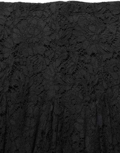 Dolce & Gabbana Black Floral Cut Out Lace A-line Mini Skirt