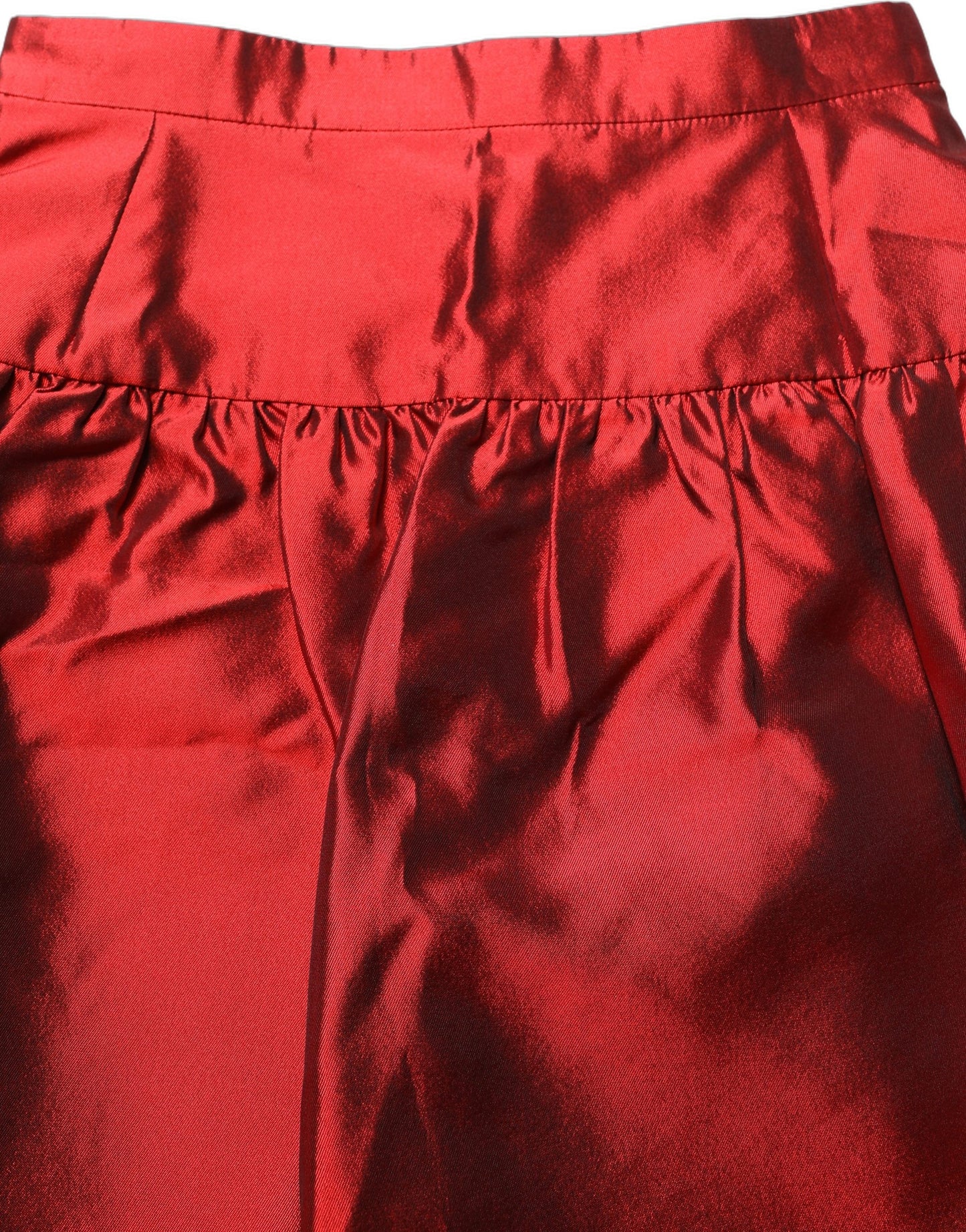 Dolce & Gabbana Red Silk Satin Bubble High Waist Mini Skirt