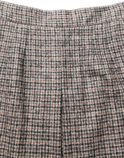 Dolce & Gabbana Brown Tweed High Waist A-line Mini Skirt