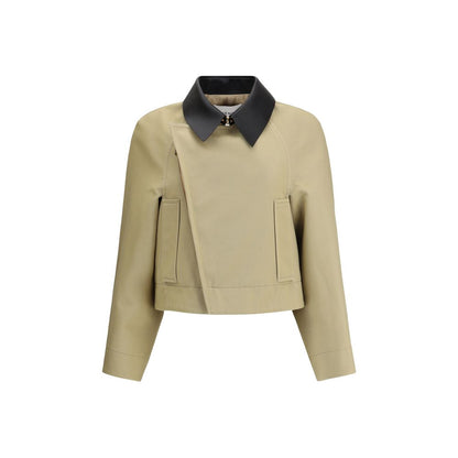 Jacket by Givenchy for women in wool cotton & leather beige features a smart silhouette, perfectly accentuated by its unique and functional for a smart finish.